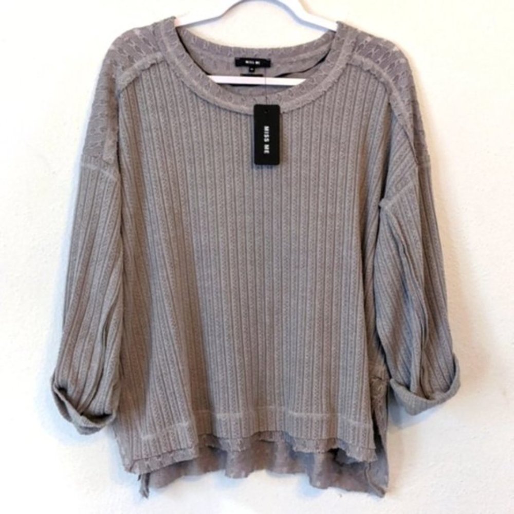 Miss Me Knit Layered Hem Top Sz M NWT